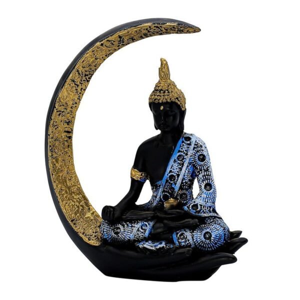 Antique Meditating Moon Buddha Statue Showpiece for Home Decor - Office Decor - Gifting - Lord Buddha Idol Polyresin Decorative Figurine