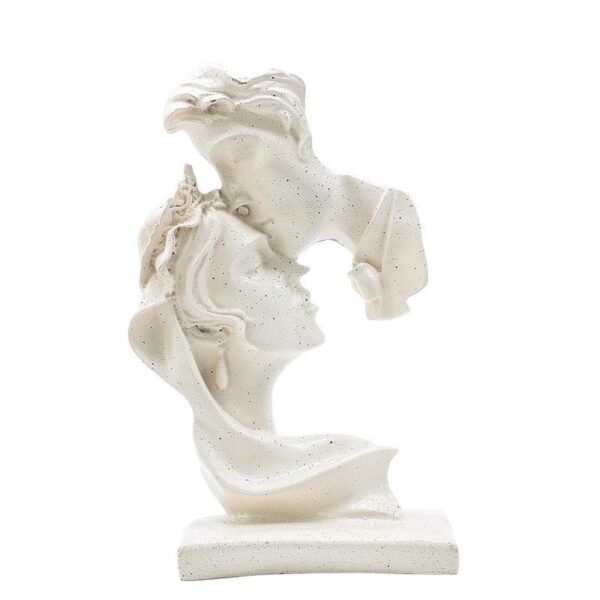 Romantic Couple Under Umbrella Sculpture HandPainted Resin Love Statue, Anniversary & Valentines Day Gift for Home decor