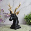 Elegant Black Deer Head with Gold Antlers - Contemporary Wall Hanging Sculpture