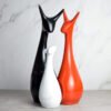 Stylish Abstract Cat Sculpture Trio - Modern Ceramic Art Decor for Living Room & Office