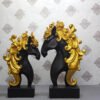 Elegant Black and Gold Horse Statues - Majestic Decorative Accents for Home and Office