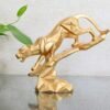 Golden Geometric Leopard Sculpture - Modern Artistic Home Decor