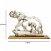 Elegant Elephant Sculpture - Mother and Calf Wooden Art Piece