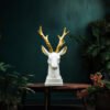 Modern Resin Deer Bust with Gold Antlers - Luxe Tabletop & Wall Accent for Home & Office Decor