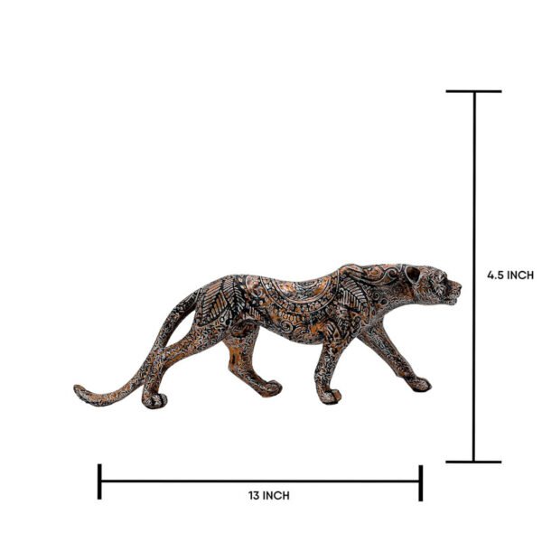 Intricately Carved Metal Leopard Sculpture - Elegant Jungle Cat Figurine for Home & Office Decor