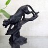 Black Panther Sculpture - Geometric Art Piece Featuring a Majestic Big Cat