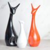 Stylish Abstract Cat Sculpture Trio - Modern Ceramic Art Decor for Living Room & Office