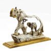 Elegant Elephant Sculpture - Mother and Calf Wooden Art Piece