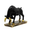 Black Bull Statue with Golden Accents - Decorative Figurine for Home and Office