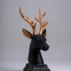 Modern Resin Deer Bust with Gold Antlers - Sleek Black & White Animal Decor for Home & Office
