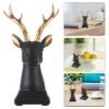Elegant Black Deer Head with Gold Antlers - Contemporary Wall Hanging Sculpture