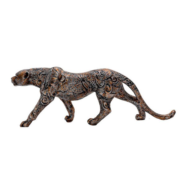 Intricately Carved Metal Leopard Sculpture - Elegant Jungle Cat Figurine for Home & Office Decor