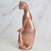 Rose Gold Cat Statue - Elegant Mother and Kitten Sculpture for Home Decor