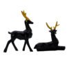 Elegant Black Deer Statues with Golden Antlers - Perfect Home Decor for Modern Living Spaces