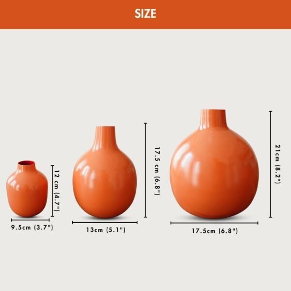 Metal Flower Vase for Home Decor, Solid Metal vase for Office Table Decorations, Modern vase, Gift for Birthday Anniversary Festival, Orange
