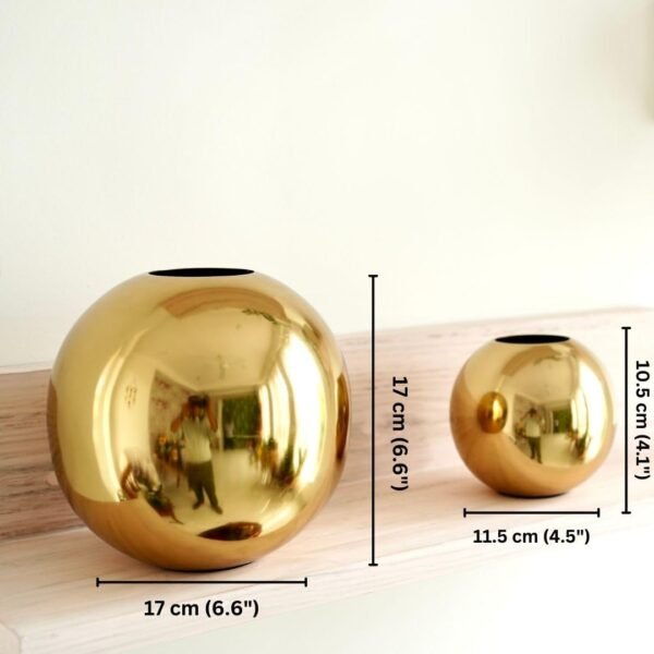 Metal Ball Round Flower Vase for Home Decor|Table Decorative Item for Bedroom Living Room Office Wedding | Best Gift for Birthday Anniversary Festival | Gold