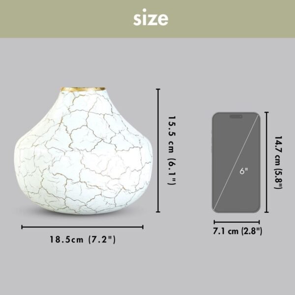 Metal Flower Vase for Home Decor Bedroom Living Room Office Wedding | Table Decorative Item for Festivals Birthday Off White Bud Shape Large (Flower Not Included)