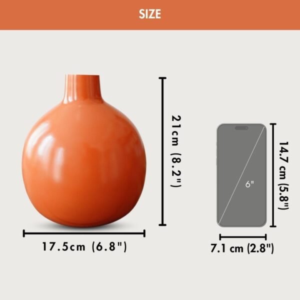 Metal Flower Vase for Home Decor| Decoration Item for Living Room Office| Table Decorative Flower Pot for Gifting (1Pcs Orange)(Flower not Included)