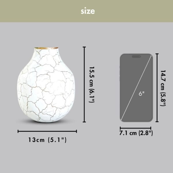 Metal Flower Vase for Home Decor Bedroom Living Room Office Wedding | Table Decorative Item for Festivals Birthday Off White Bud Shape Small (Flower Not Included)