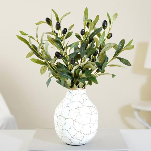 Metal Flower Vase for Home Decor Bedroom Living Room Office Wedding | Table Decorative Item for Festivals Birthday Off White Bud Shape Small (Flower Not Included)