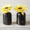Metal Flower Vase for Home Decor Bedroom Living Room Office Wedding | Table Decorative Item for Festivals Birthday Spotted Black