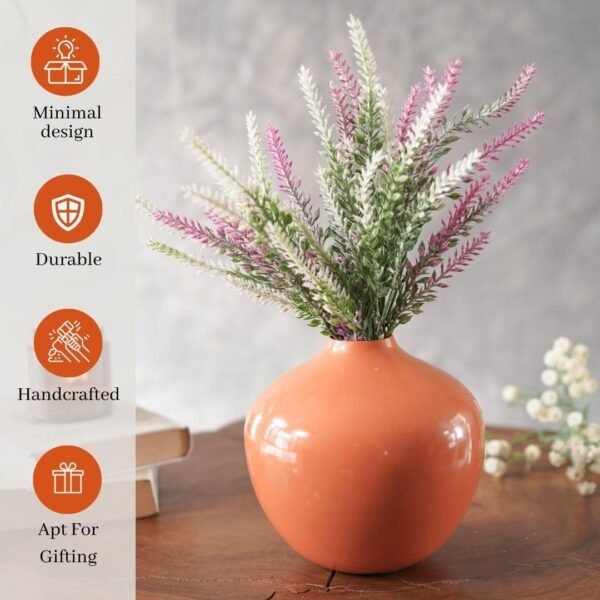 616zmH0bGaL._SL1080_.jpg Metal Flower Bud Shape Vase for Home Decor | Table Decorative Item for Bedroom Living Room Office | Best Gift for Wedding Festivals Birthday | Rust Orange Small 1PC (Flower not Included)