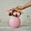Metal Ball Round Vase for Home Decor | Table Decorative Item for Bedroom Living Room Office Wedding | Best Gift for Birthday Anniversary Festival | Pink, Medium
