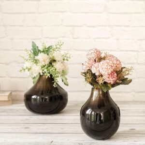 Version 1.0.0 Metal Round Flower Vase for Home Decor Bedroom Living Room Office Wedding|Table Decorative Item for Festivals Birthday Brass