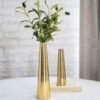 Golden Metal Slim Cone Flower Vase for Home Decor Bedroom Living Room Office Wedding Table Decorative Item for Festivals Birthday Valentine's Day (Flower Not Included)