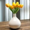 Metal Flower Vase For Home Decor Balcony Living Room Office | Table Decorative Showpiece Item For Festivals Birthday Off White Tall Vase (Flower Not Included), Round