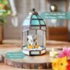Hut Temple Lantern For Home Decoration For Table-Top, Wall-Hanging, Modern Candle & Tealight Holder Gifting, Antique Brass Finish And Stained Glass (Only Lantern)