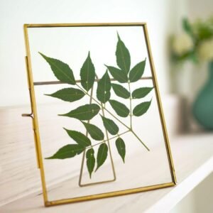 Vintage Style, Brass & Glass Metal Floating Rectangular Picture Tabletop Frame With Locket Closure For Home Decor, Birthday, Anniversary