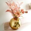 Metal Ball Round Flower Vase for Home Decor|Table Decorative Item for Bedroom Living Room Office Wedding | Best Gift for Birthday Anniversary Festival | Gold, Medium (Flowers not Included)