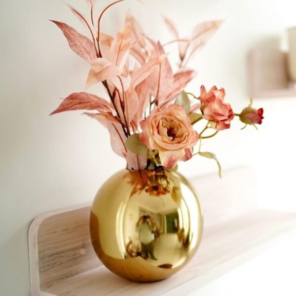 Metal Ball Round Flower Vase for Home Decor|Table Decorative Item for Bedroom Living Room Office Wedding | Best Gift for Birthday Anniversary Festival | Gold, Medium (Flowers not Included)
