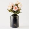 Metal Flower Vase for Home Decor Bedroom Living Room Office Wedding | Table Decorative Item for Festivals Birthday Spotted Black 1Pcs (10.5 x 15.7 CM) (Flower not Included)
