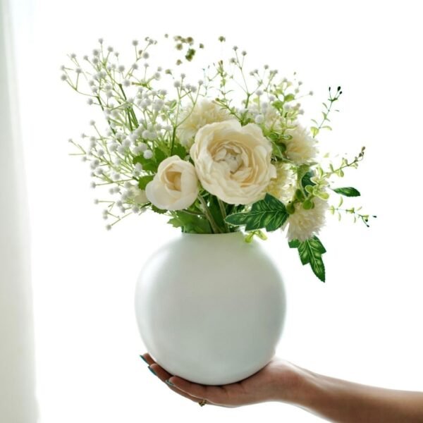 61i-mqIimOL._SL1080_.jpg Metal Ball Flower Vase for Home Decor | Table Decorative Item for Bedroom Living Room Office Wedding | Best Gift for Birthday Anniversary Festival | White, Medium