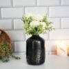 Metal Flower Vase for Home Decor Bedroom Living Room Office Wedding | Table Decorative Item for Festivals Birthday Spotted Black 1Pcs (10.5 x 15.7 CM) (Flower not Included)