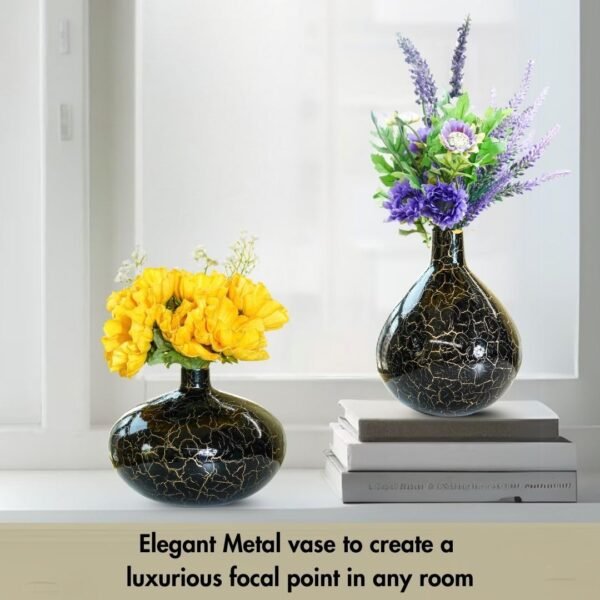 61uz93btDWL._SL1080_.jpg Metal Flower Vase for Home Decor Bedroom Living Room Office Wedding | Modern Table Decorative Item for Festivals Birthday Crackle Finish (Flower Not Included)