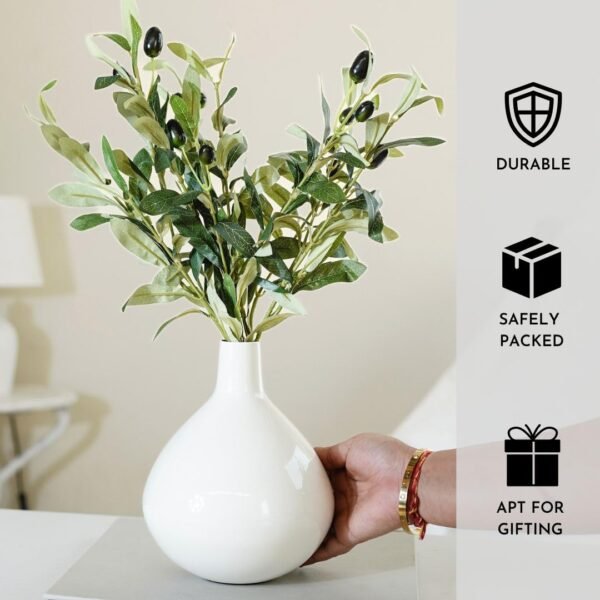 Metal Flower Vase For Home Decor Balcony Living Room Office | Table Decorative Showpiece Item For Festivals Birthday Off White Tall Vase (Flower Not Included), Round