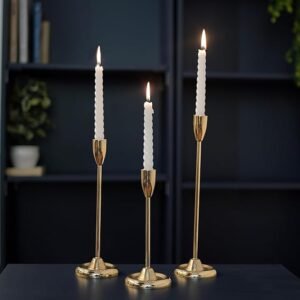 Luxury Gold Candle Stick Holder Set of 1 Metal Taper Candle Holders Elegant decor for Tabletop, Mantels, on Valentine's Day, Birthday