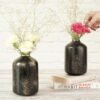 Metal Flower Vase for Home Decor Bedroom Living Room Office Wedding | Table Decorative Item for Festivals Birthday Spotted Black