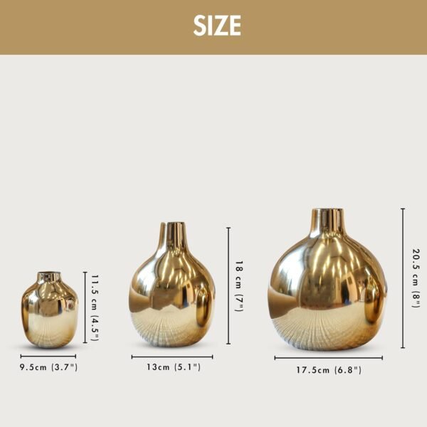 Glossy Golden Metal Flower Vase for Home Decor| Decoration Item for Living Room Office| Table Decorative Flower Pot for Gifting Diwali Ganpati Onam