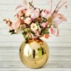 Metal Ball Round Flower Vase for Home Decor|Table Decorative Item for Bedroom Living Room Office Wedding | Best Gift for Birthday Anniversary Festival | Gold, Medium (Flowers not Included)