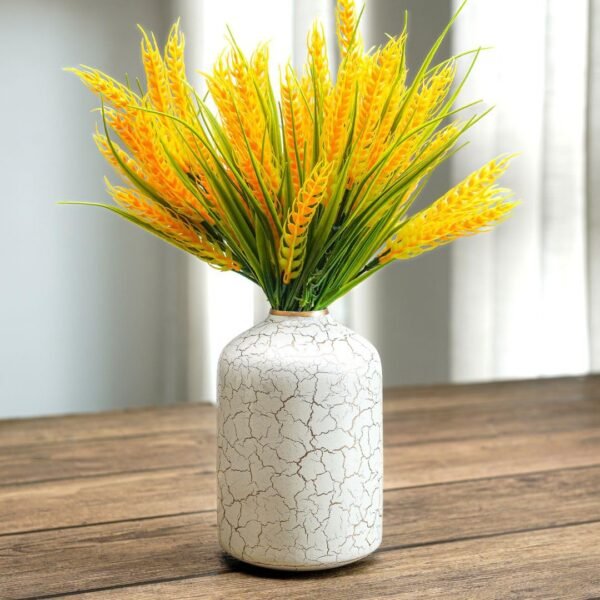71gG6wc0UAL._SL1080_.jpg Metal Flower Vase for Home Decor Bedroom Living Room Office Wedding | Table Decorative Item for Festivals Birthday Off-White Crackled 1Pcs