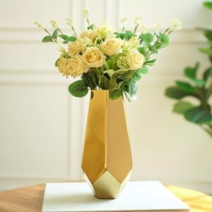 71jJBX5MOIL._SL1500_.jpg Designer Stainless Steel Prism Glow Flower Vase | Modern Design Flower Vase for Home Decor | Center Table Decorative Item for Living Room, Dining Table, Office, Bedroom | Golden