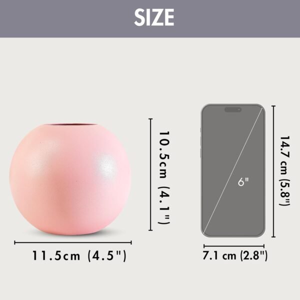 Metal Ball Round Vase for Home Decor | Table Decorative Item for Bedroom Living Room Office Wedding | Best Gift for Birthday Anniversary Festival | Pink