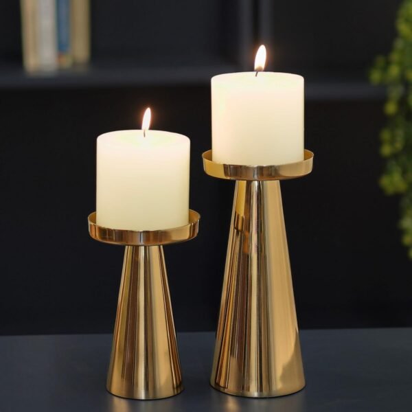 Handcrafted Solid Large Metal Pillar Candle Holders | Table Centerpieces Coffee Tables | Candles Stand for Diwali Home Decor Gift (Candles are not Included)