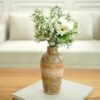 Flower Vase, Mango Wood Flower Vases, Bud with Etching, for Decor Home Living Room Kitchen Office, Diwali Decoration