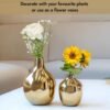 Glossy Golden Metal Flower Vase for Home Decor| Decoration Item for Living Room Office|Table Decorative Flower Pot for Gifting on Diwali Ganpati Onam