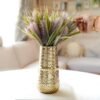 Arrow Engrave Metal Cylindrical Vase for Living Room, Decoratives for Indoor Home Decor Office Decor Balcony, Best Gift for Birthday Anniversary Festival, Golden 1 Large Pcs(Flower not Included)